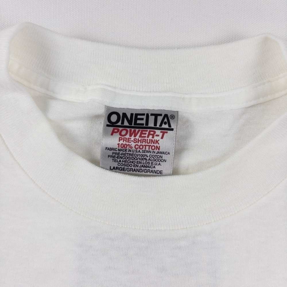 Vintage Single Stitch Rock Tee Mens Large White Albert Einstein FM 101.9 90s - Picture 4 of 8